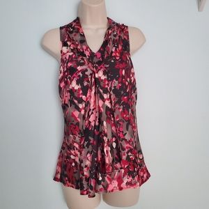 Nine West Sleeveless Charmeuse Tie Neck Blouse - EUC